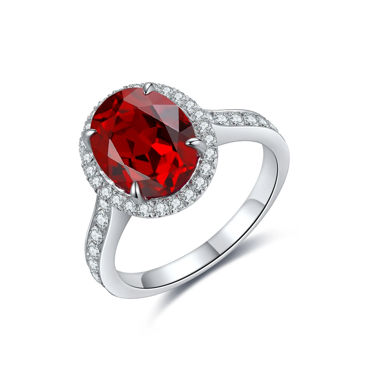 Gemfiori Trend Fashion Vintage Lab Grown Ruby Ring 925 Sterling Silver Anniversary Party Women's Ring Ruby Stone Ring