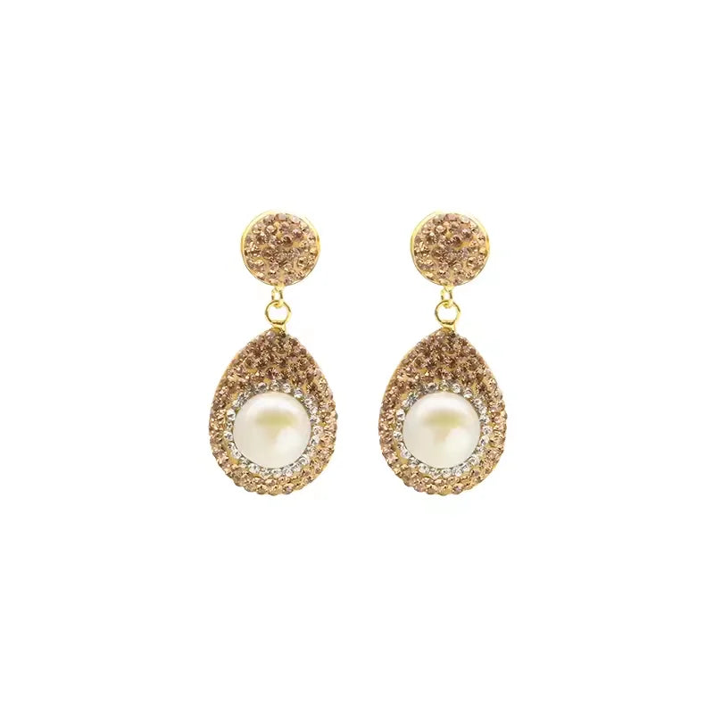 GLSEEVO Natural Freshwater Baroque Bordered Earrings Korean Style Women Luxury Jewelry Fashion Ladies and Girls Gift