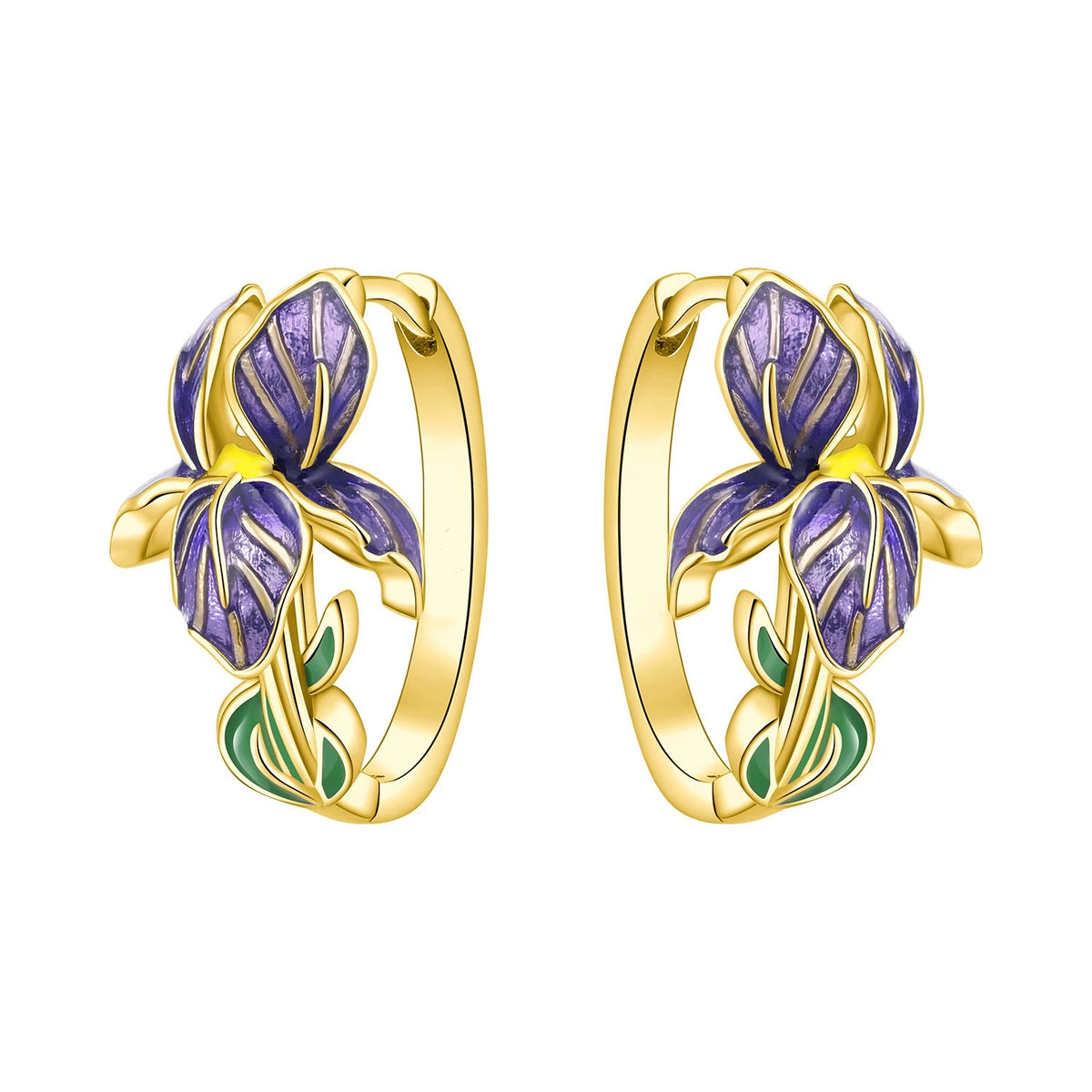 S&S Zircon Plant & Maple Leaf Hoop Earrings — S&S Collection