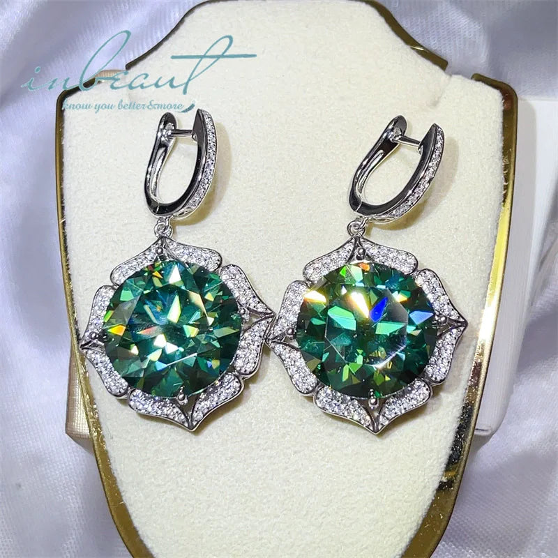 S&S 30ct Green Moissanite 925 Silver Bridal Jewellery Set | Ring, Earrings & Necklace | S&S Collection