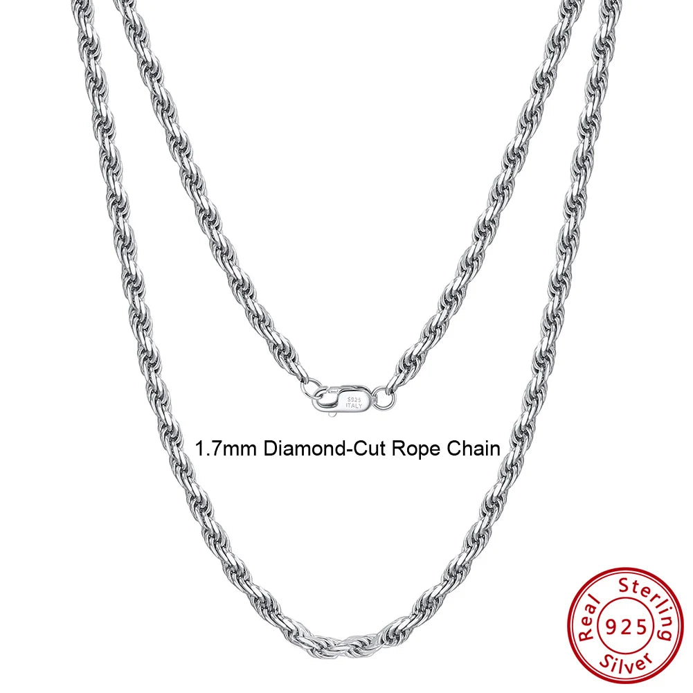 S&S 925 Sterling Silver Diamond-Cut Rope Chain Necklace — 1.2mm to 3.3mm | S&S Collection