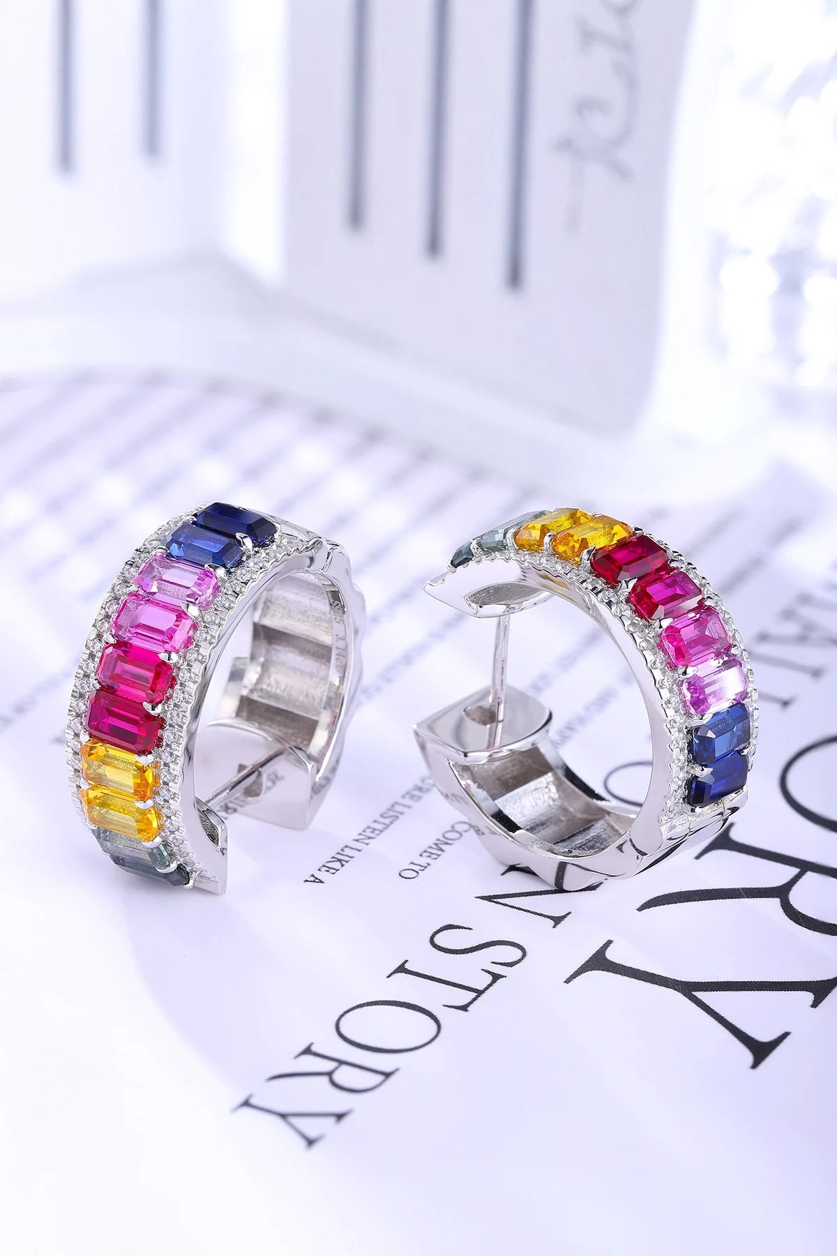 ArtistA Lab Created Color Sapphire Drop Earrings Stylish Distinctive Design Release Unique Charm Fine Jewelry Customizable
