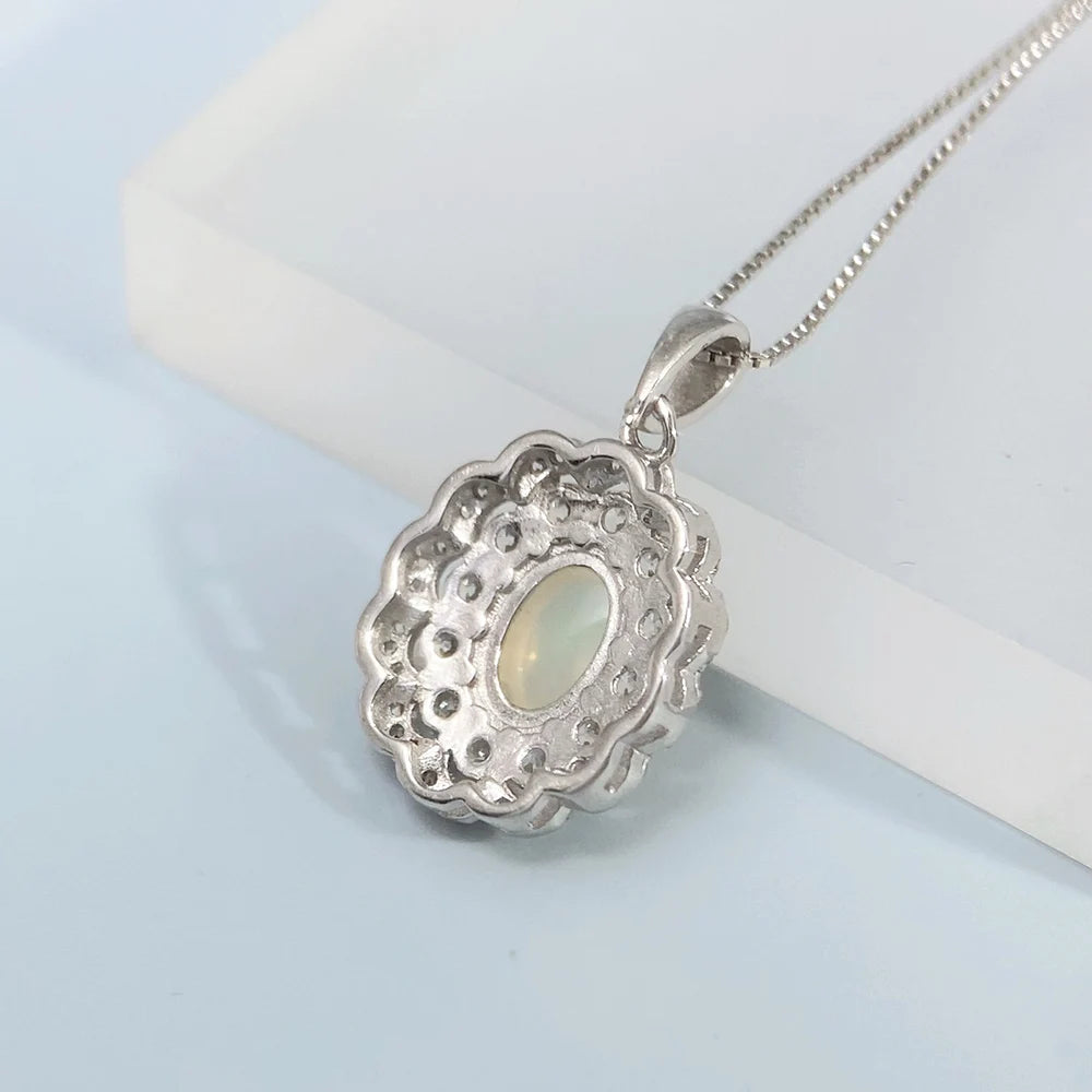 Gioiellieri Natural Opal Pendant S925 Sterling Silver Necklace for Women Fine Jewelry October Birthstone Anniversary Birthday Gift Newest