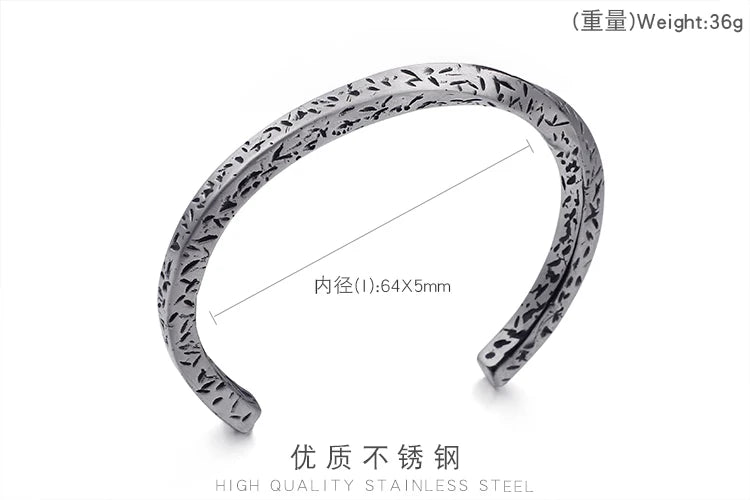 KALEN Silver Stainless Steel Opening Cuff Men Charm Twisted Fashion Bangle