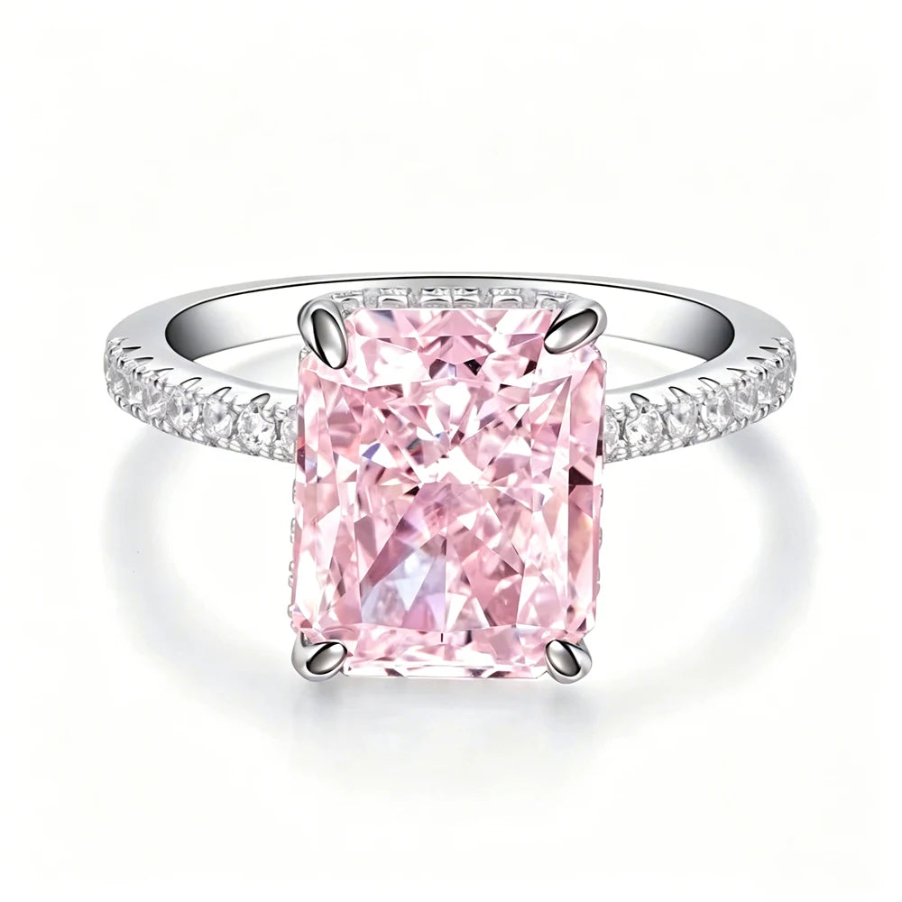 Waterproof Women 925 Sterling Silver Iced Out 5A Zirconia Ring Engagement Anniversary Candy Colors Rings Jewelry Supplies