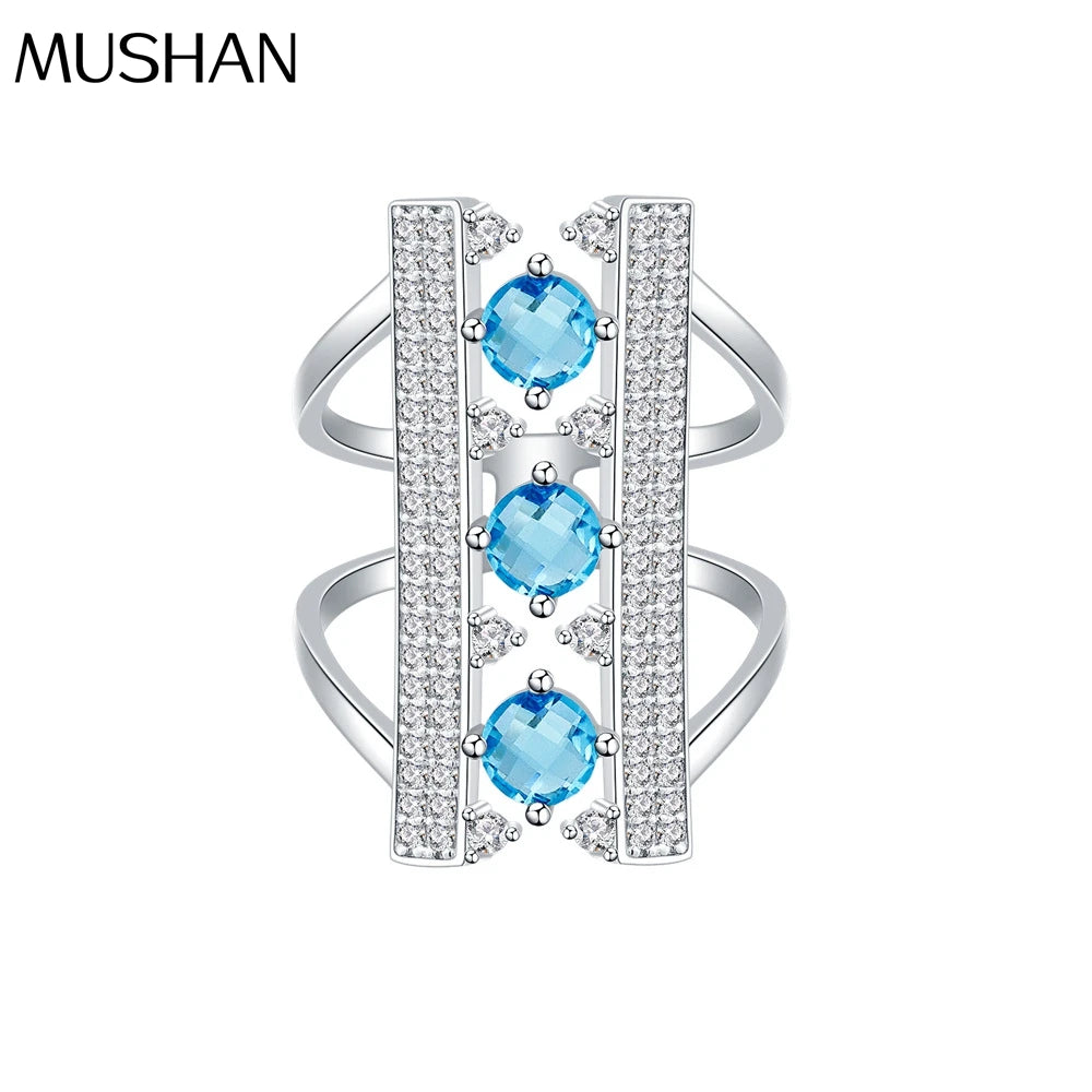 MuShan Jewelry Factory Original New Product Arch Bridge Ring with Female Personality Design 925 Silver Inlaid Zircon Ring