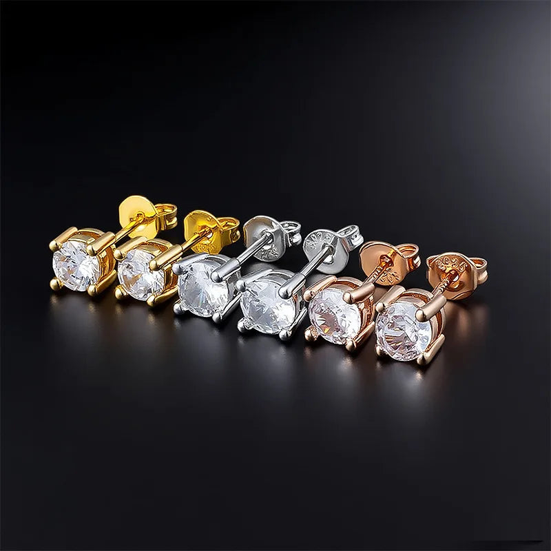S&S Titanium Zircon Stud Earrings – Asscher Cut – Collection