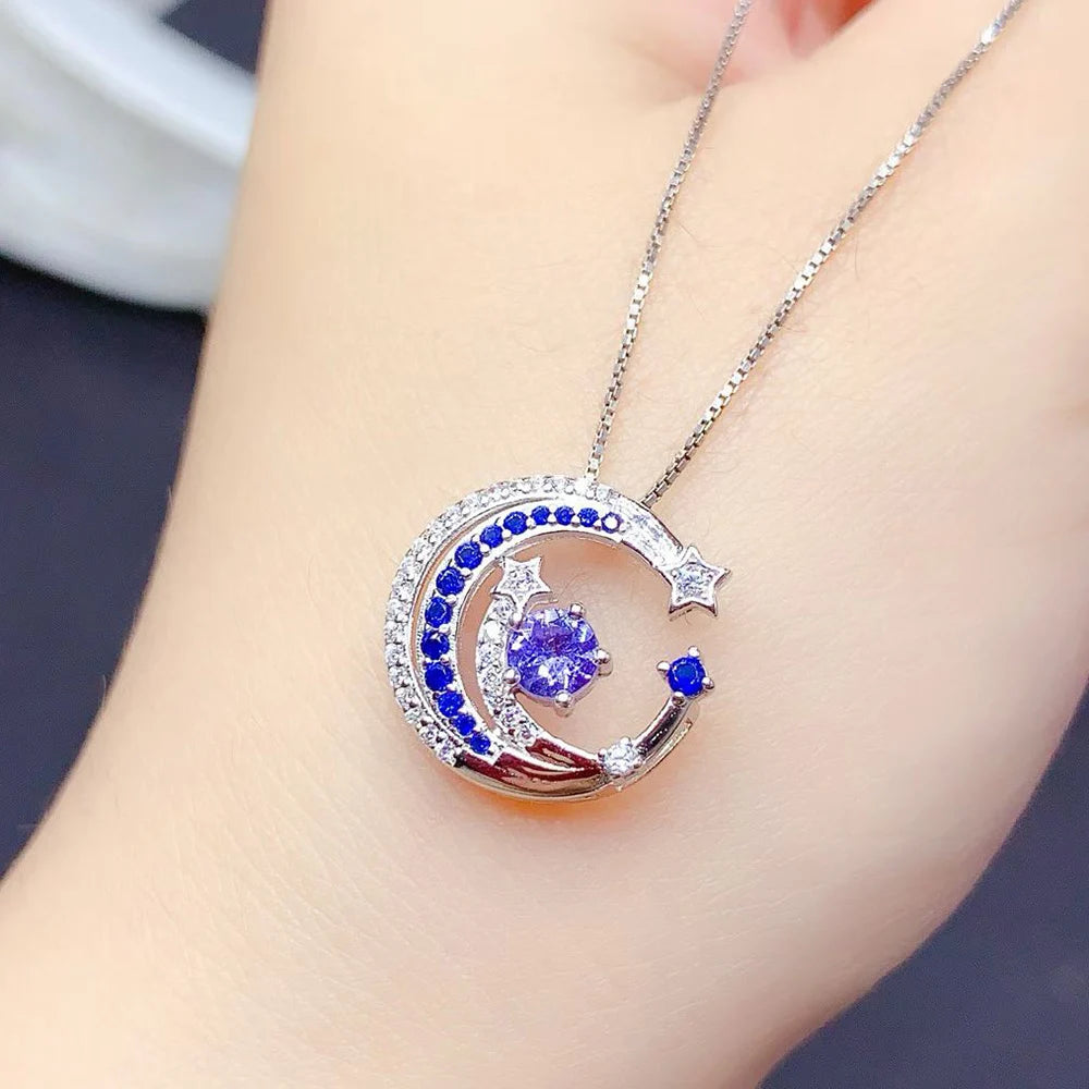 Gioiellieri Hot Popular 925 Sterling Silver Luxury Bohemian Bridal Wedding Natural Tanzanite Necklace Gold Plated Party Gift Jewelry