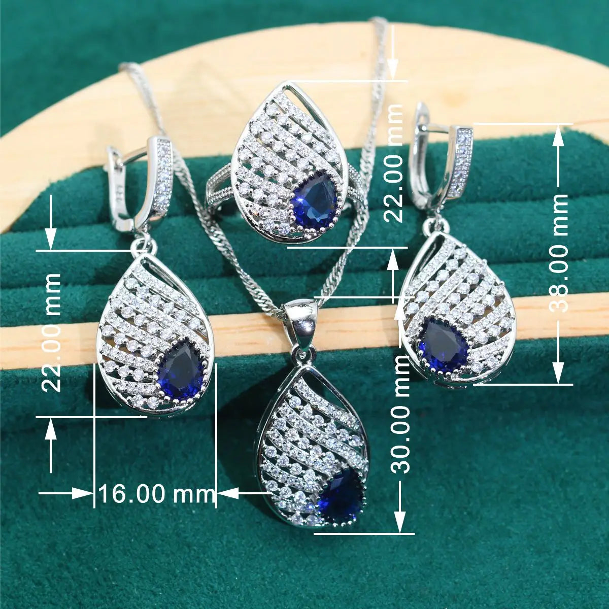 XOTICA New Arrival 925 Silver Jewelry Sets for Women Wedding Blue Zircon Bracelet Earrings Necklace Pendant Open Ring Parties Sapphire