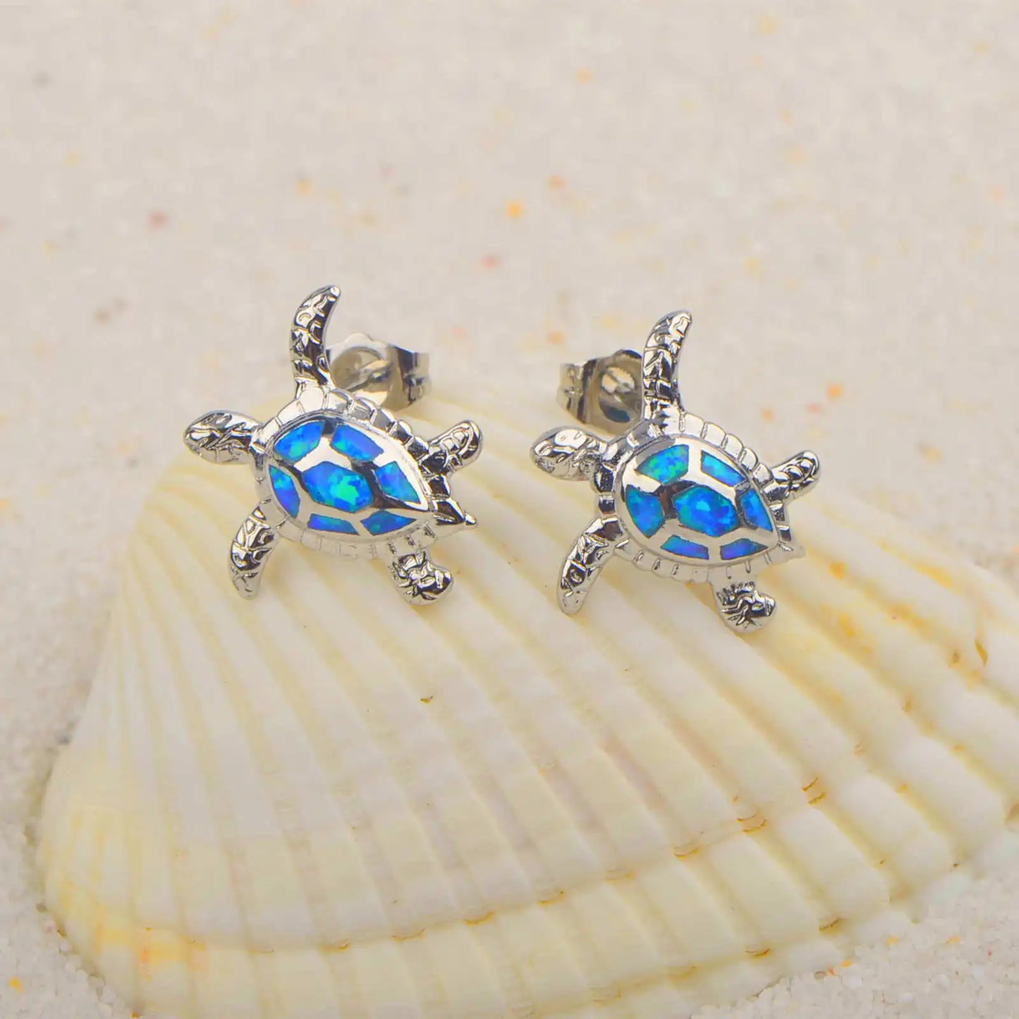 Elegant Ocean Turtle Opal Earrings  Dainty Studs with Inlaid Opal for Premium Style