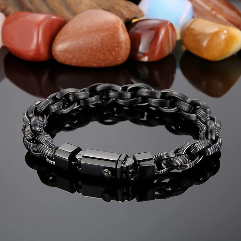 KALEN Fashion 235mm Hip-Hop Stainless Steel Chain Bracelets for Men