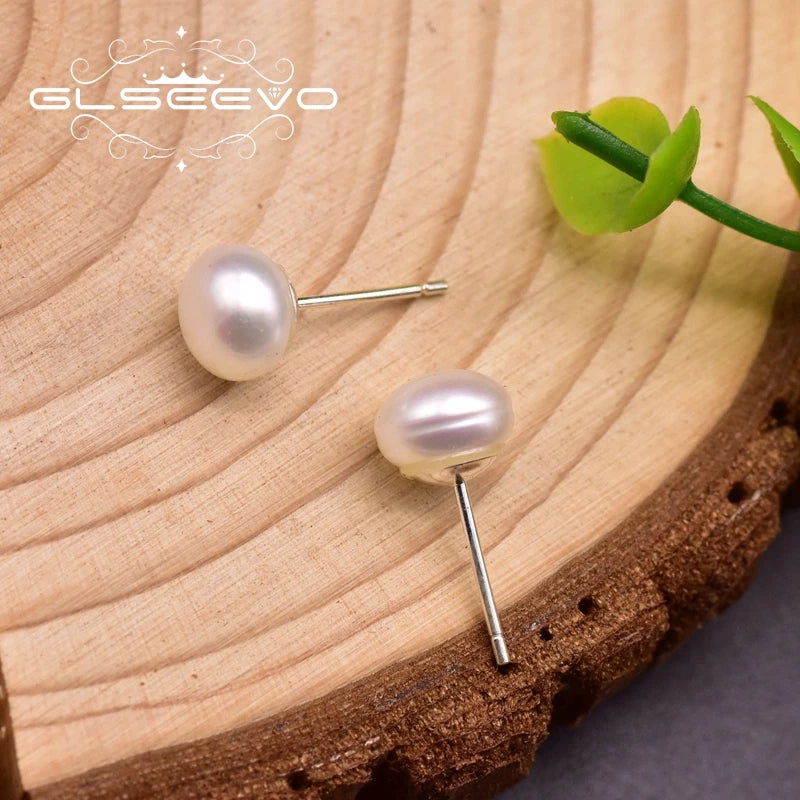 Fresh Water Small Pearl Stud Earrings for Daughter Girls Party Women Minimalism 925 Sterling Silver Jewelry
