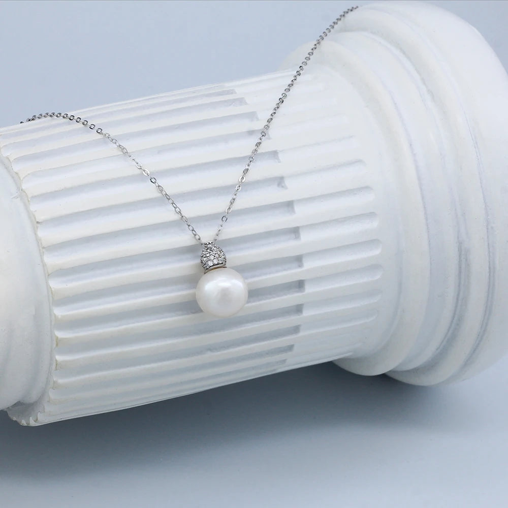 Akoya Pearl Silver Necklace AAAAA Natural Seawater Round Pearl Necklace 925 Silver Jewelry Fashion Necklace