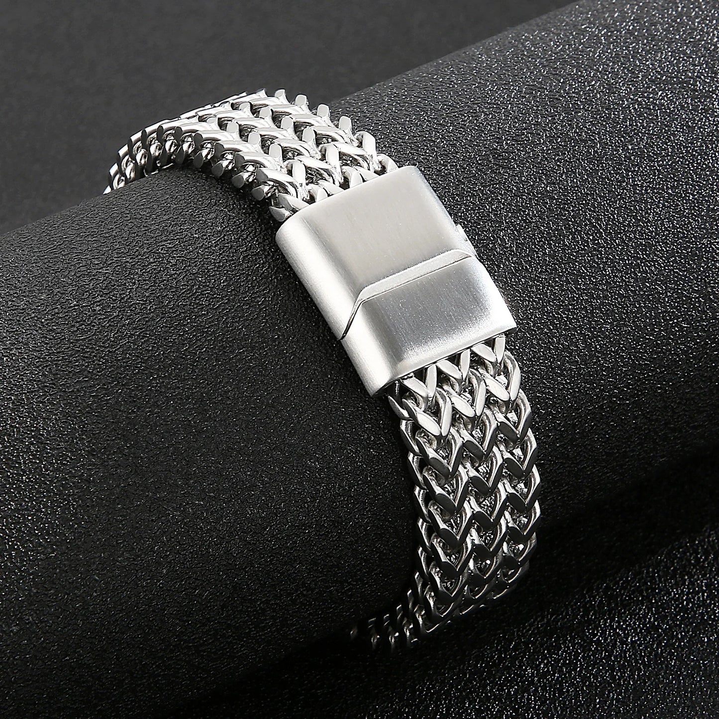 KALEN Punk Simple Brushed Mesh Chain Men Gift 316L Stainless Steel Jewelry Bracelet