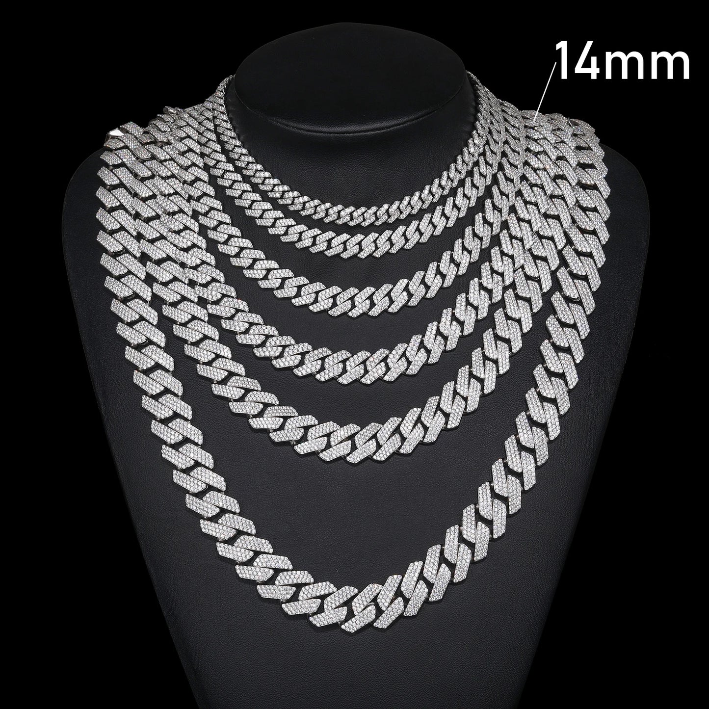 High Quality Cubana Hip Hop Jewelry 6-20mm 925 Sterling Silver VVS Moissanite Diamond Iced Out Cuban Link Chain Necklace for Men