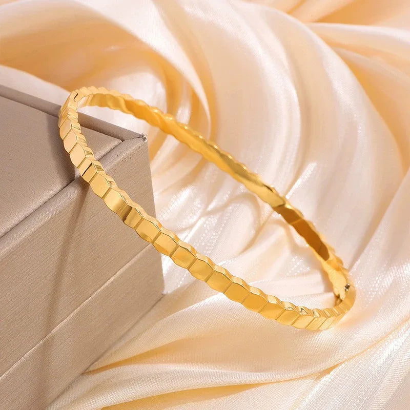 REBEL Stainless Inoxydable Stainless Steel 18K Gold Plated Roman Women Fashion Jewelry Bracelets Bangles