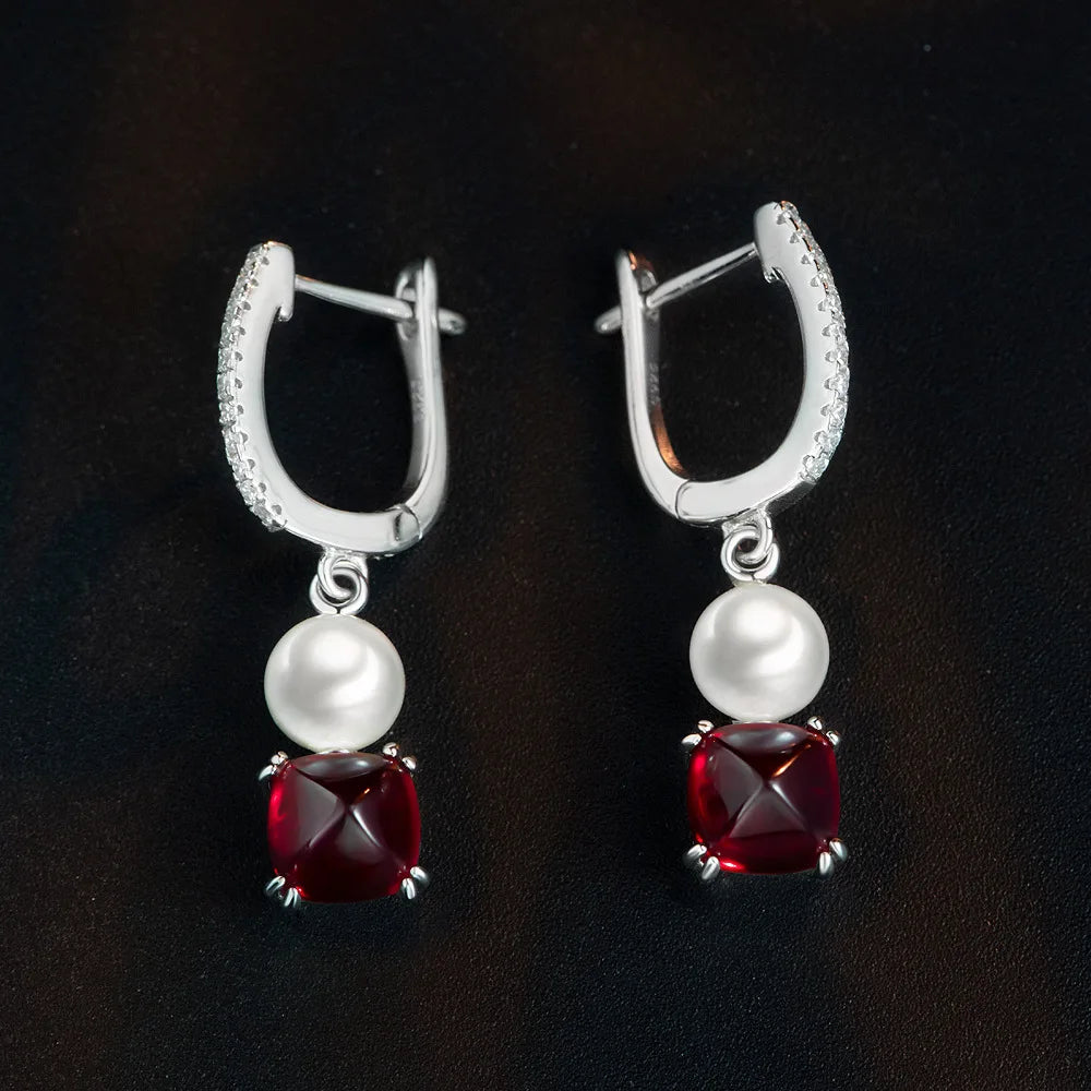 MUSHAN Jewelry Factory 925 Silver Earrings for Women 1.7ct 6.5*6.5 Lab Grown Ruby Sapphire Emerald Drop Earrings Luxury Jewelry