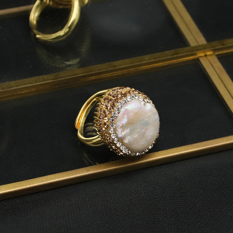 European American 2022 Cross-border New Fashion Ring Creative Personality Luxury Ring Simple Versatile Pearl Rings