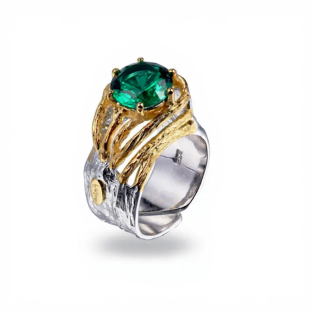 18K Gold Plated 925 Sterling Silver Gemstone Ring for Women