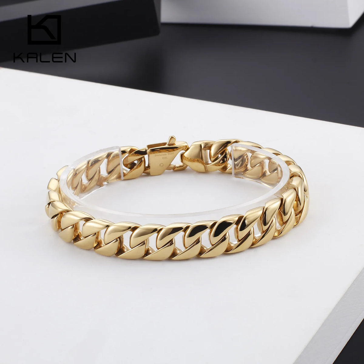 KALEN 23 cm Stainless Steel Gold Chain Bracelet for Men