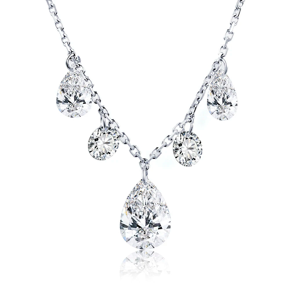 Gemfiori MSN-959 9k All Diamond 1ct Pear Cut Pendant Necklace for Woman Custom Jewelry Valentine's Gift for Girlfriend Good Price