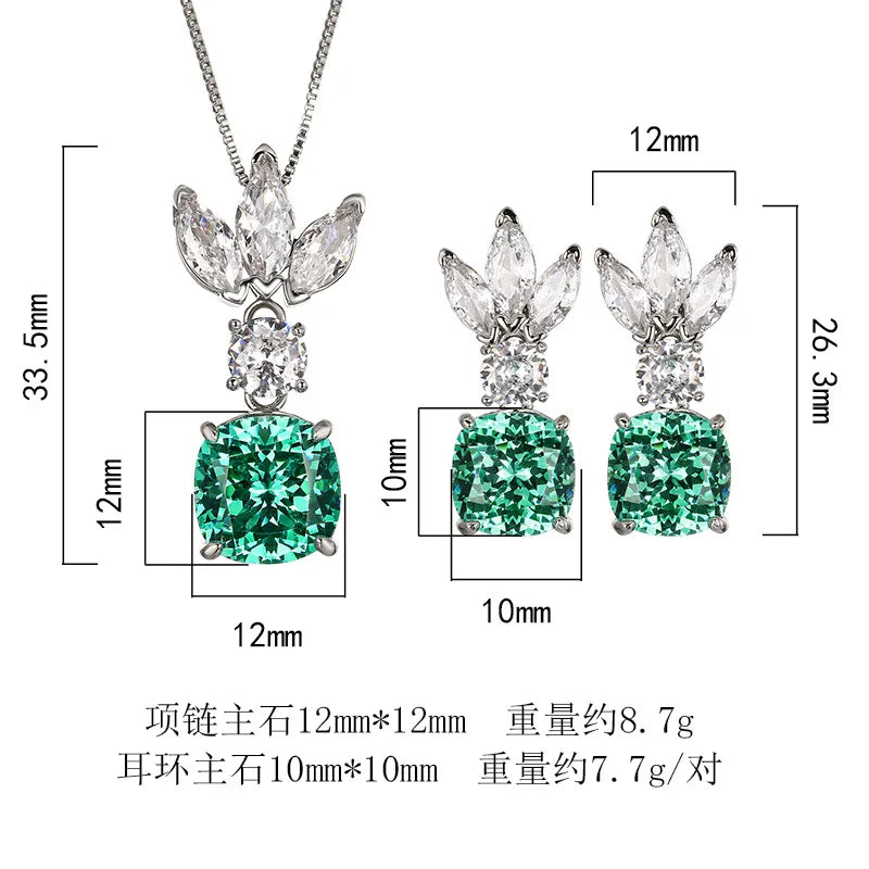 REDheart Fashion Copper Inlaid Pearl Anniversary Gold Plated Ice Flower Cut Premium Design Earrings Necklace Set