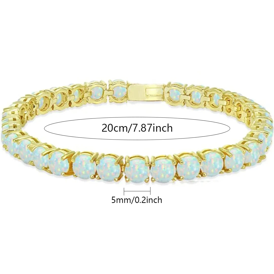Bohemian Hawaiian Opal Brass Beaded Bracelet-Trendy Exquisite Flower Egg Gem Design Fashion Jewelry for Women