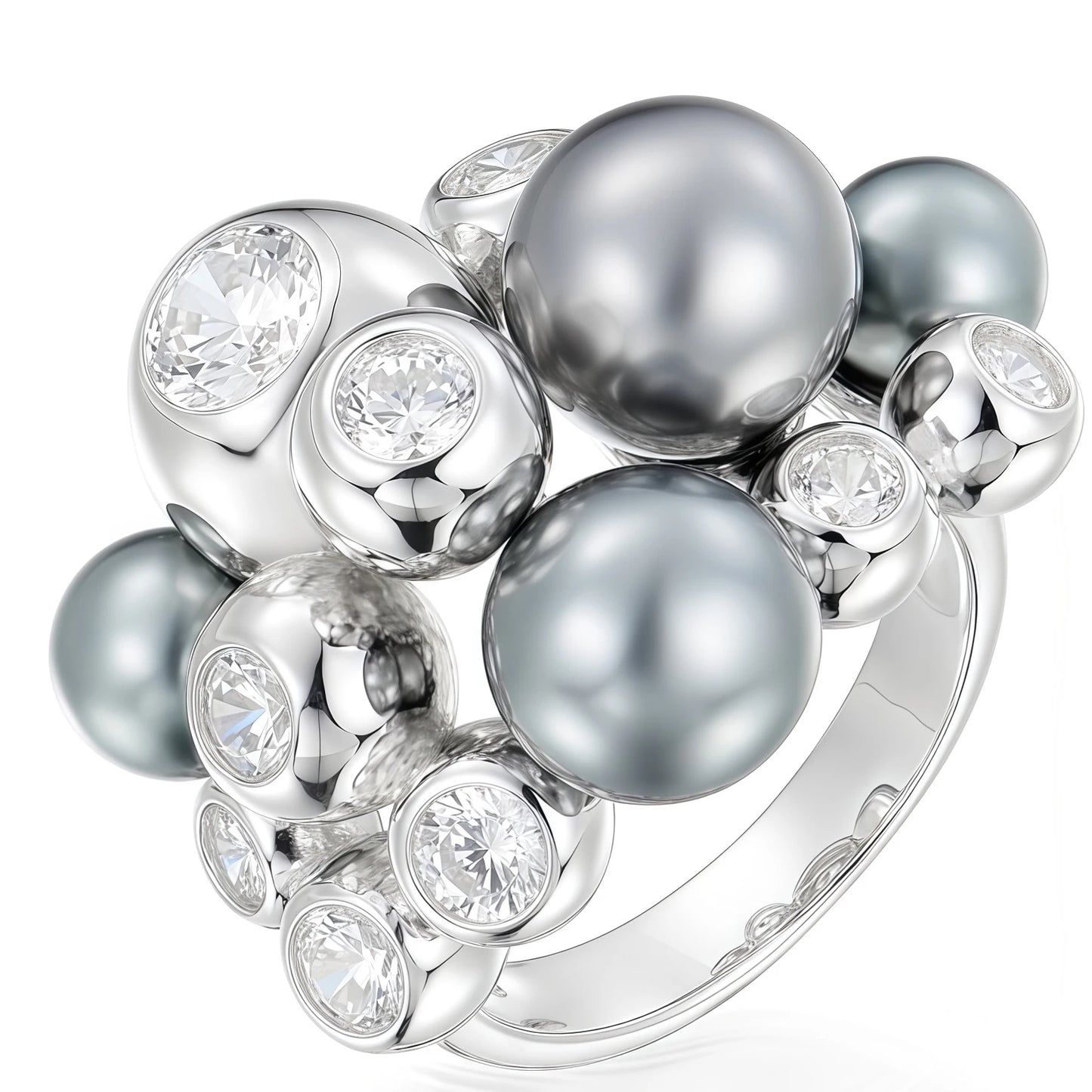 MUSHAN Jewelry Factory Female 925 Sterling Silver Ring High Carbon Diamonds and Pearls Fine Rings for Women Anniversary Jewelry