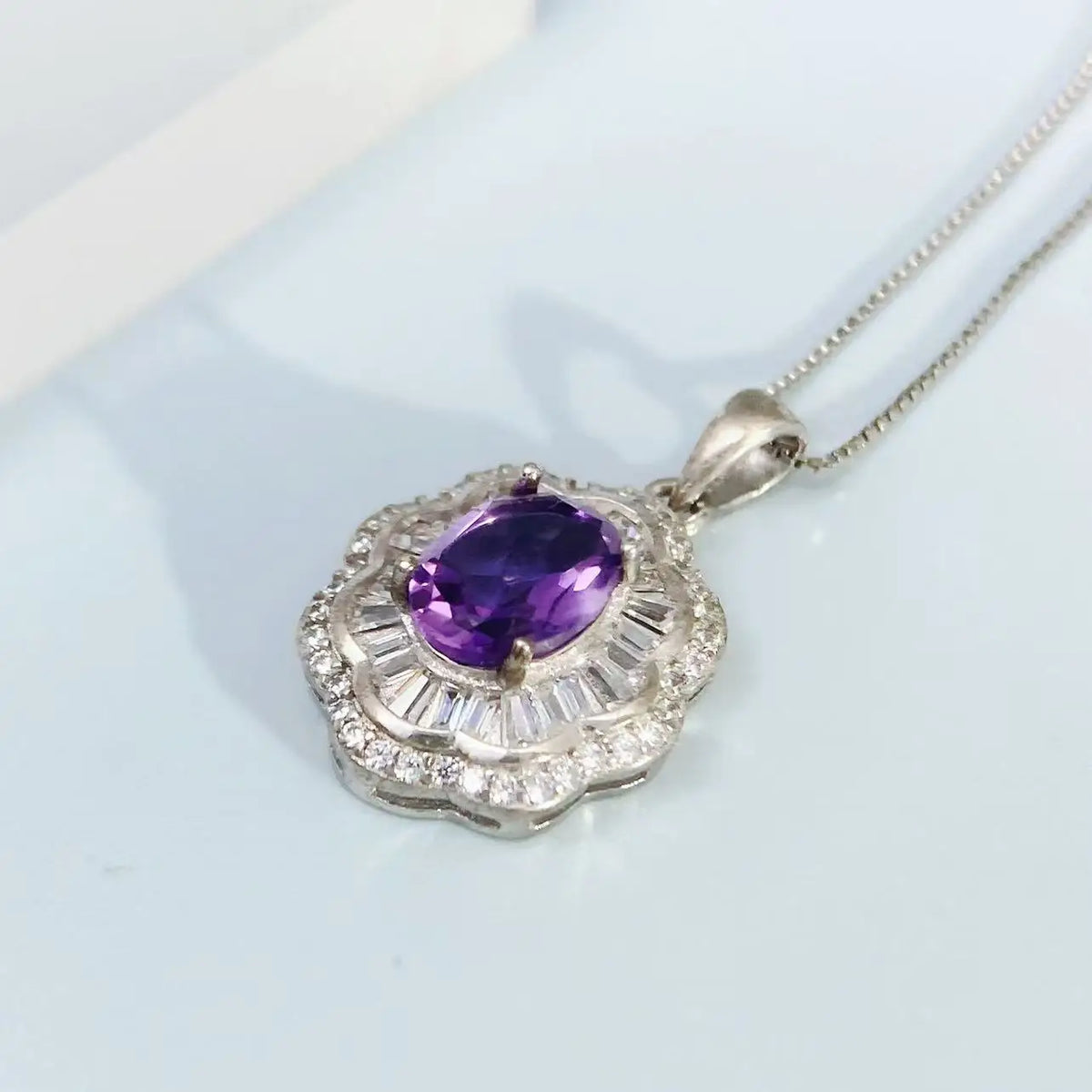 Gioiellieri Amethyst Necklace for Women with Natural Purple Pendant 925 Sterling Silver February Birthstone Healing Crystal Fine Jewelry