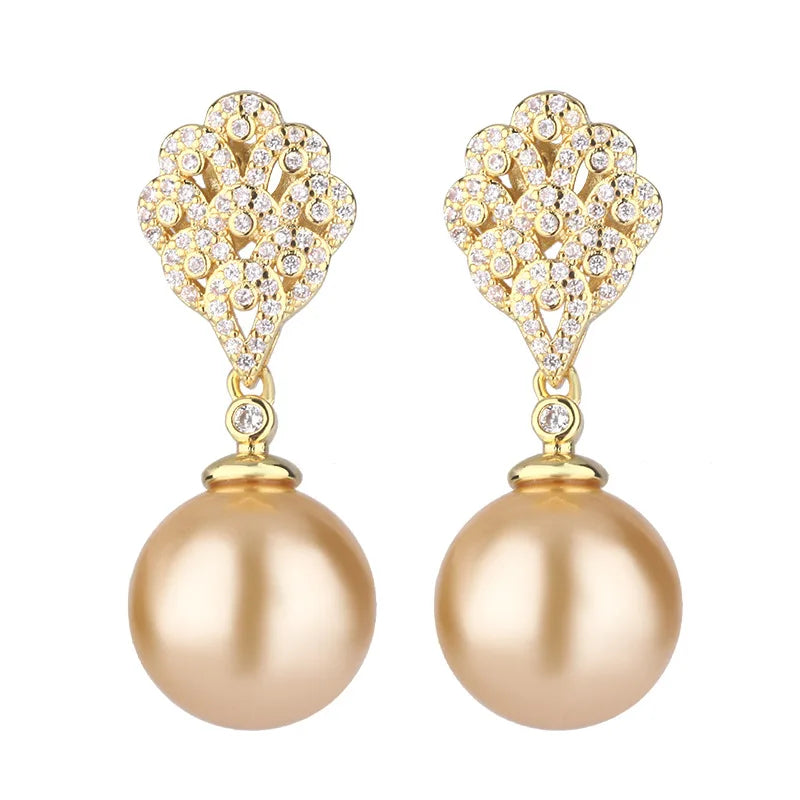 Gemfiori Korean Version of the New Exquisite and Compact Pearl Pendant Earring Set Fashionable and Luxurious Elegant Accessories
