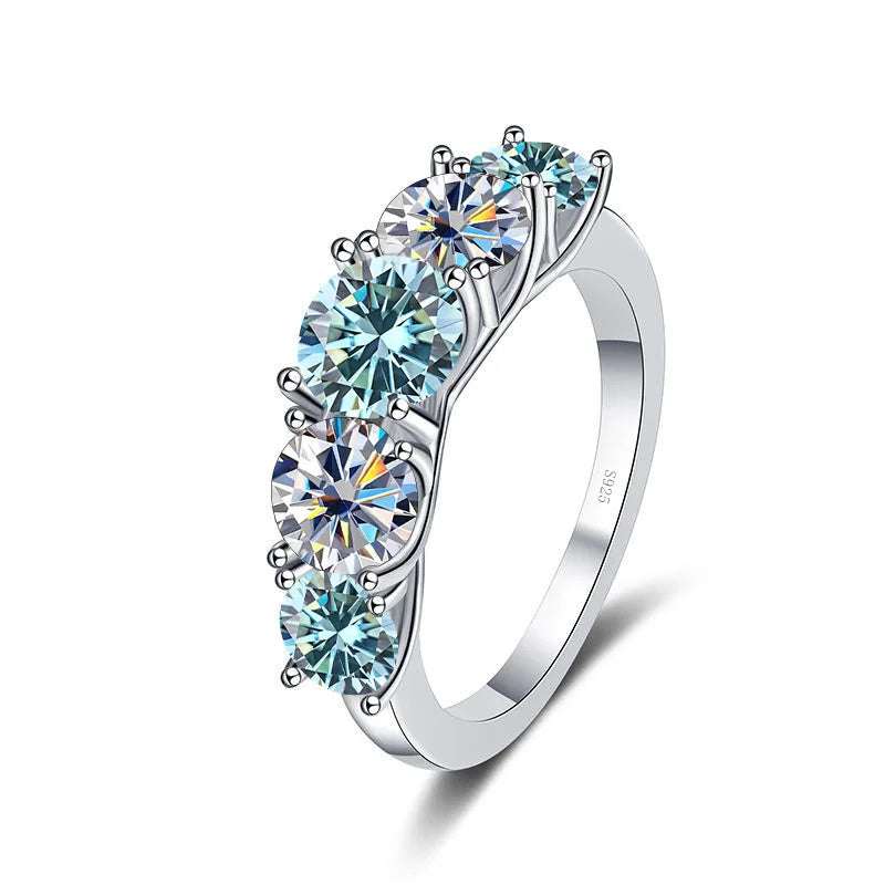 Fine 3.6CT VVS1 D Moissanite Row Rings 925 Sterling Silver Jewelry Pass Diamond Tester Colored Moissanite Rings for Women