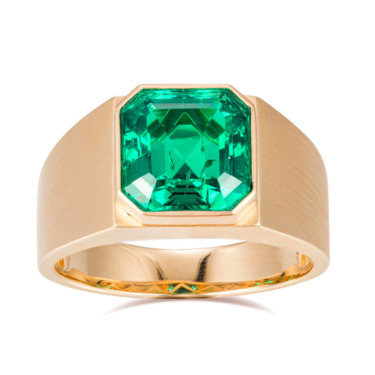 MSR-732 18k Gold Custom  Men  Fashion 10.48mm*10.48mm Asscher Cut Emerald  Ring