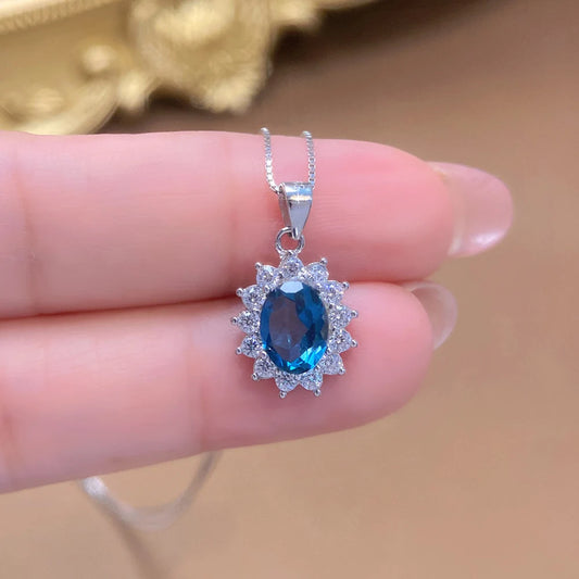 Gioiellieri Sterling 925 Silver Rhodium Plated Natural Topaz Luxury Trendy Custom Indian Birthstone Jewelry Pendant for Women