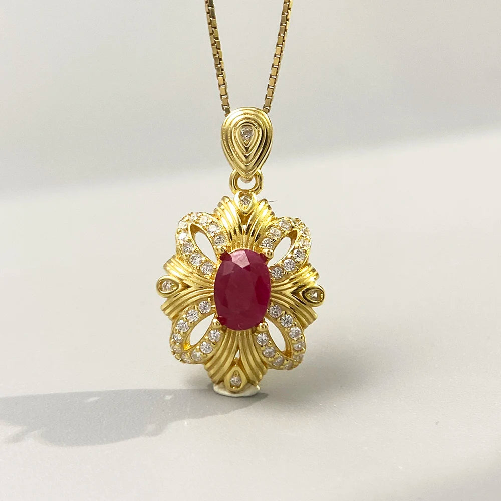 Gioiellieri Teardrop Ruby Pendant with Natural Red Gemstone for Women 925 Sterling Silver July Birthstone Fine Jewelry Elegant Wedding Gift
