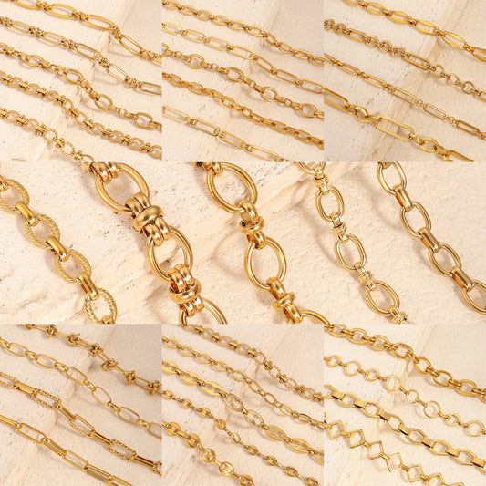 FASHIONISTA Non Tarnish Waterproof Choker Women Stainless Steel Chain Jewelry Making PVD Gold Plated Chunky Necklace DIY Handmade Link Chain