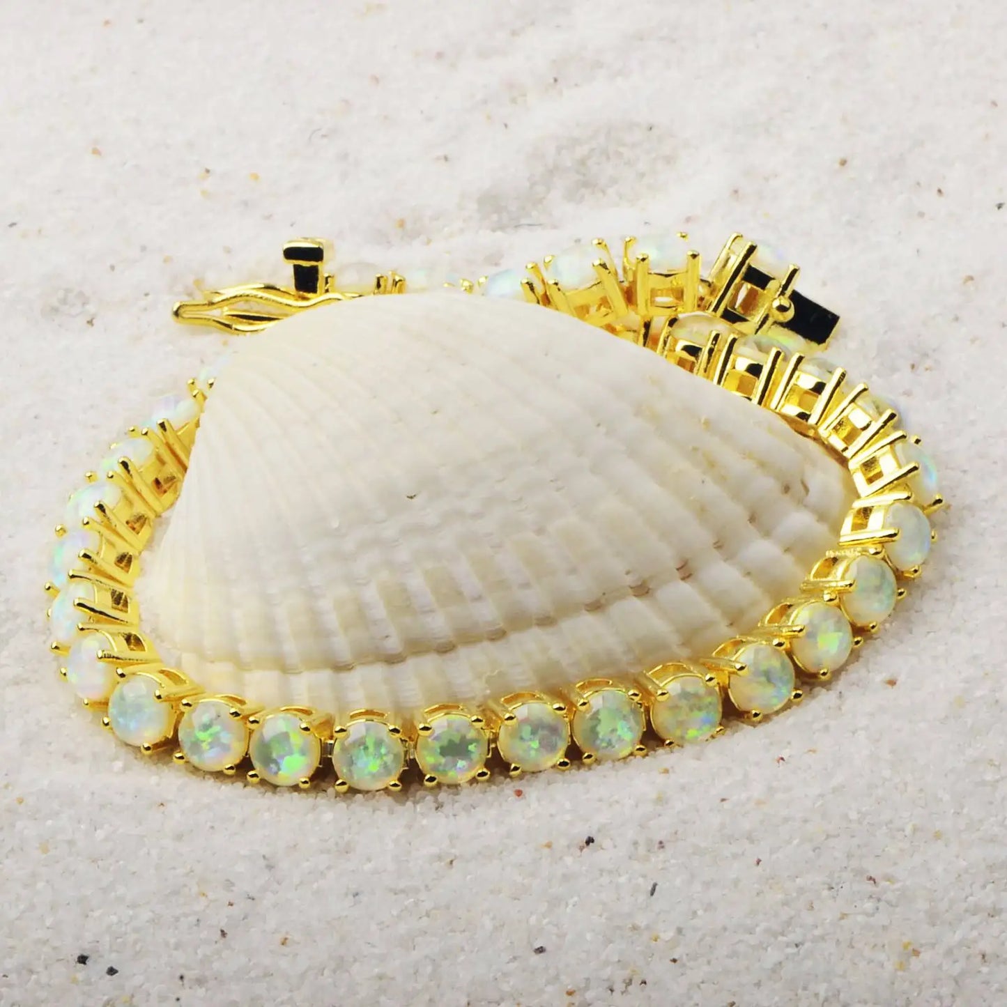 Gold Iridescent Opal Bracelet | Full-Stone Fashion Jewelry