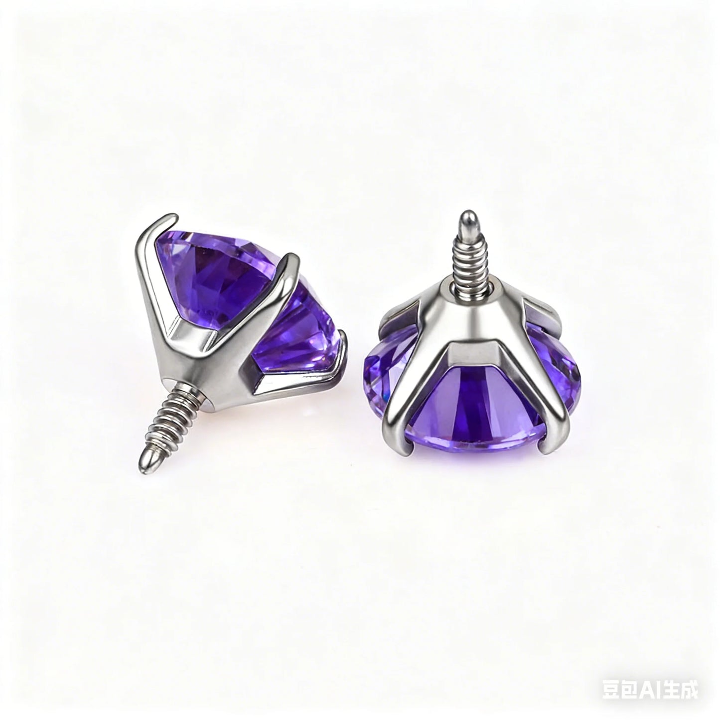 Youkeen G23 Titanium Piercing Earrings CZ Top Astm F136 Titanium Jewelry Long Thread  Top  Nose Rings Labret Helix Ear Stud