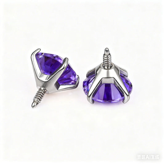 Youkeen G23 Titanium Piercing Earrings CZ Top Astm F136 Titanium Jewelry Long Thread  Top  Nose Rings Labret Helix Ear Stud