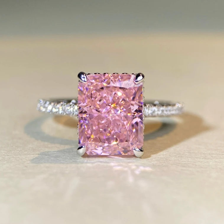 S&S 925 Silver Crushed Ice Cut CZ Ring | 5A+ Zirconia | Engagement & Wedding | Rhodium-Plated