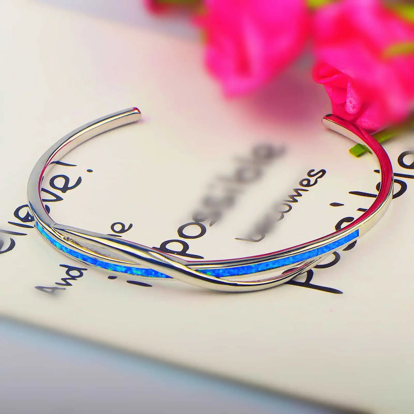 Hawaiian Style Multi-Layer Wave Opal Silver Plated Cuff Mobius Touch & Boho Chic for Women Anniversary Fashion Jewelry