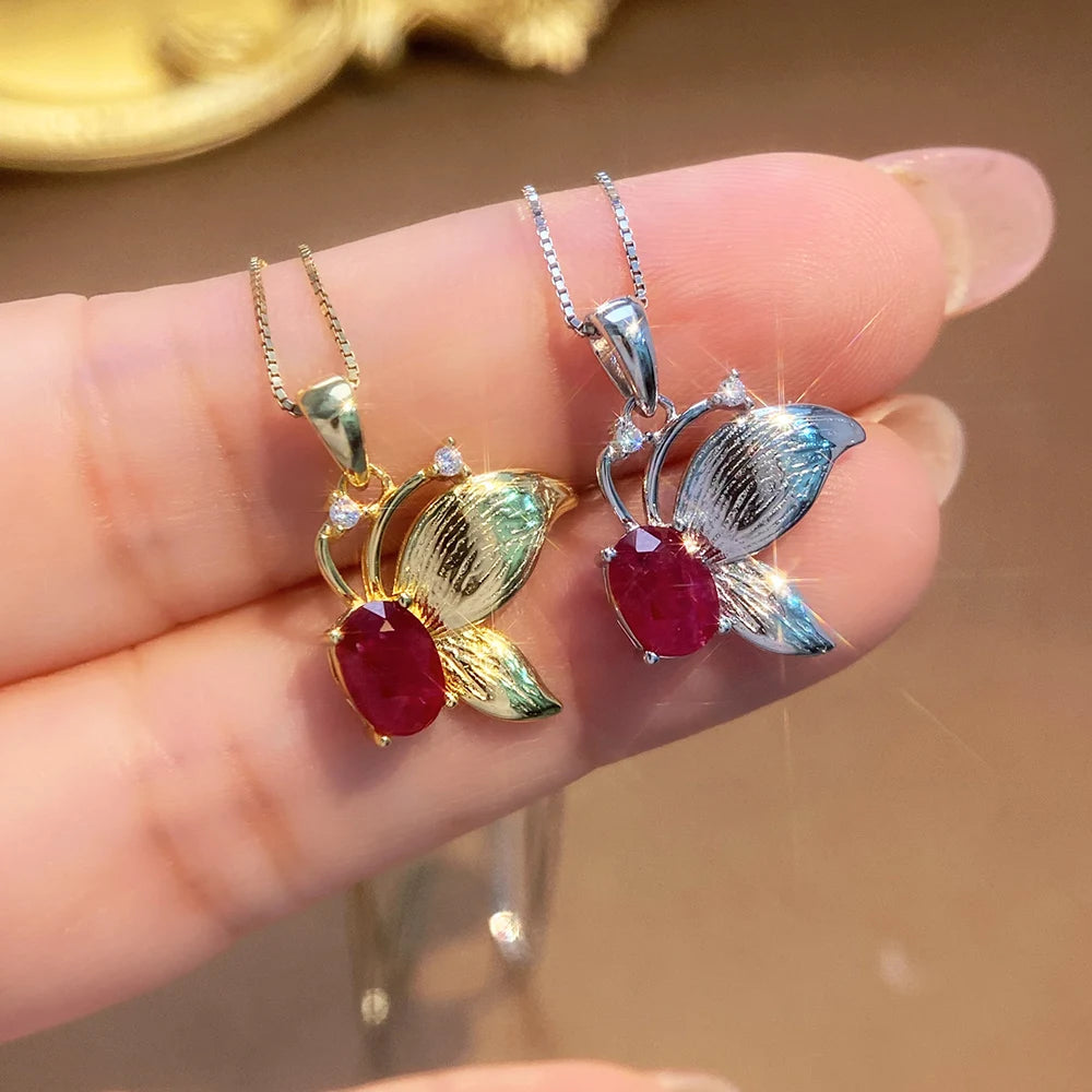 Gioiellieri Natural Ruby Sterling Silver Gold Plated Exquisitely Crafted Claw Setting Gemstone-Inlaid CMA Women's Anniversary Gift Party
