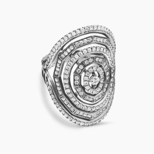 FASHIONISTA DY High-Quality Silver-Plated 30mm Starz Diamond-Set Ring, Gold-Plated Diamond-Set Ring, Jewelry