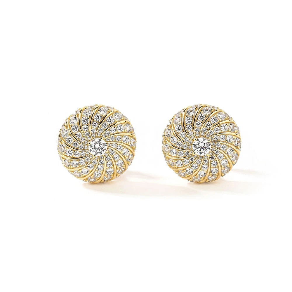 MUSHAN Jewelry Factory 925 Sterling Silver Stud Earrings Light Luxury High Carbon Diamond With Gold Plating