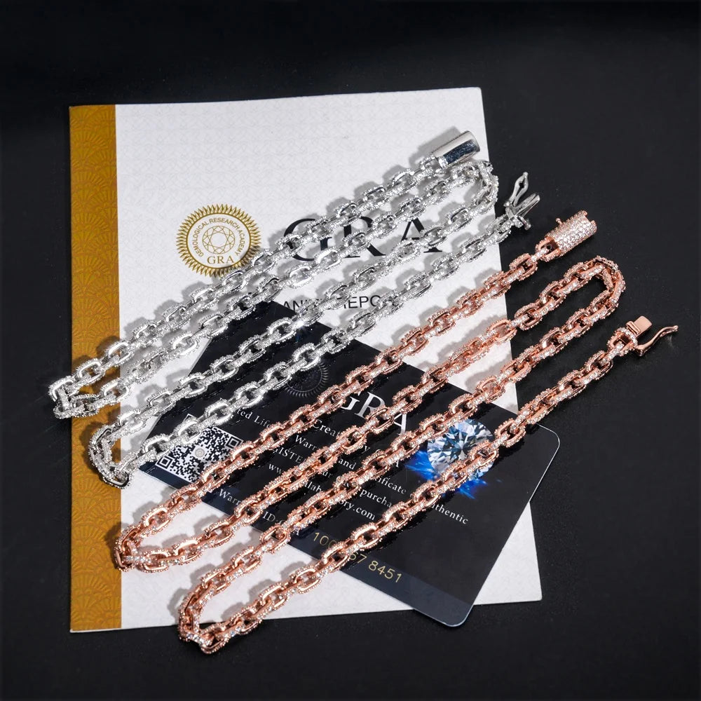 S&S 925 Sterling Silver Moissanite Necklace & Bracelet Set – GRA Certified – Silver & Rose Gold – Collection