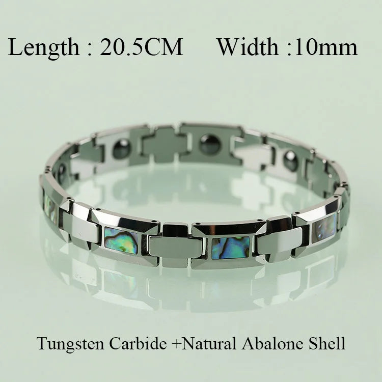 Luxury Hypoallergenic Black Ceramic Natural Blue Opal Bracelets for Men and Women Charm Bangles Tungsten Carbide Jewelry