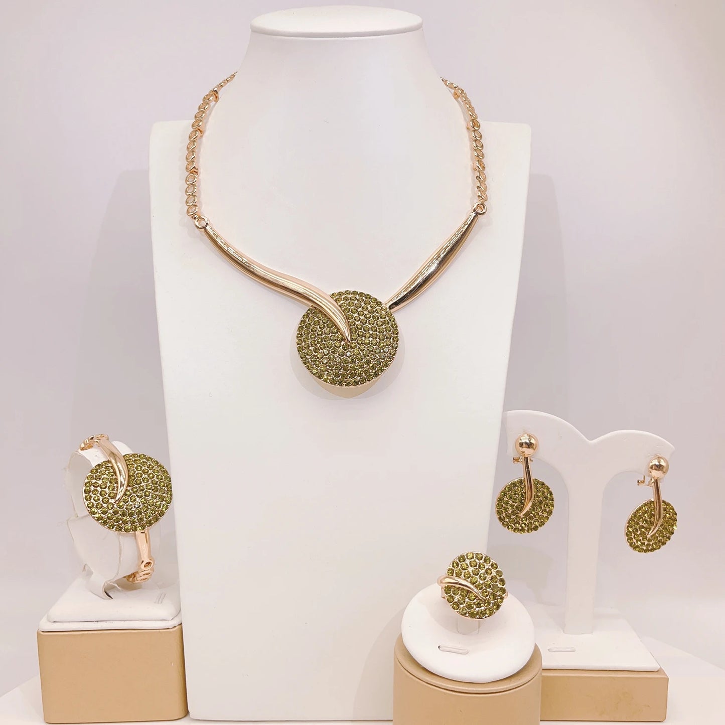 Zhuerrui Available Pendant Gold Jewelry Sets Favors Two Color Bead Necklace Jewelry Set High-end Woman Birthday Gifts HC23196