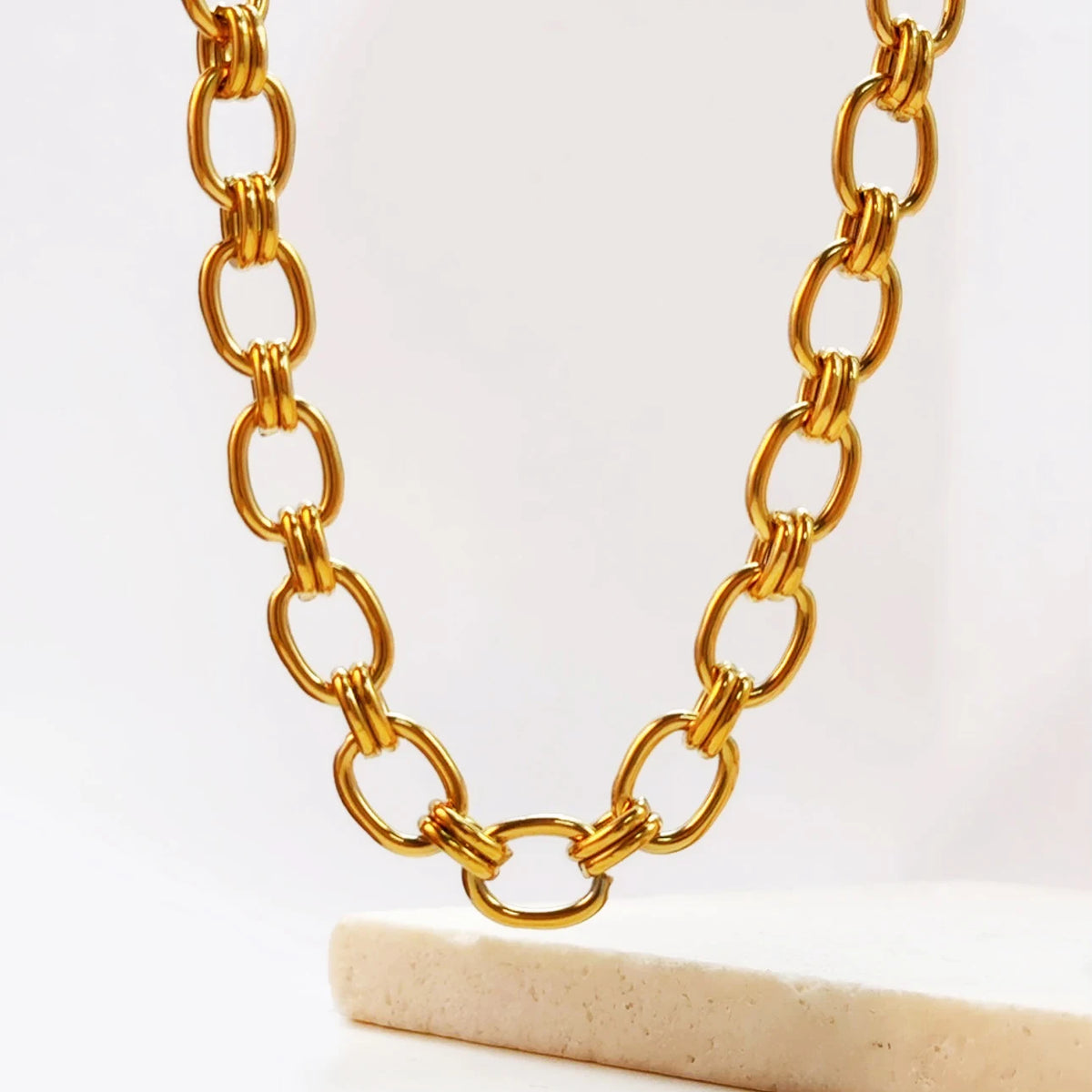 FASHIONISTA Non Tarnish Waterproof Choker Women Stainless Steel Chain Jewelry Making PVD Gold Plated Chunky Necklace DIY Handmade Link Chain