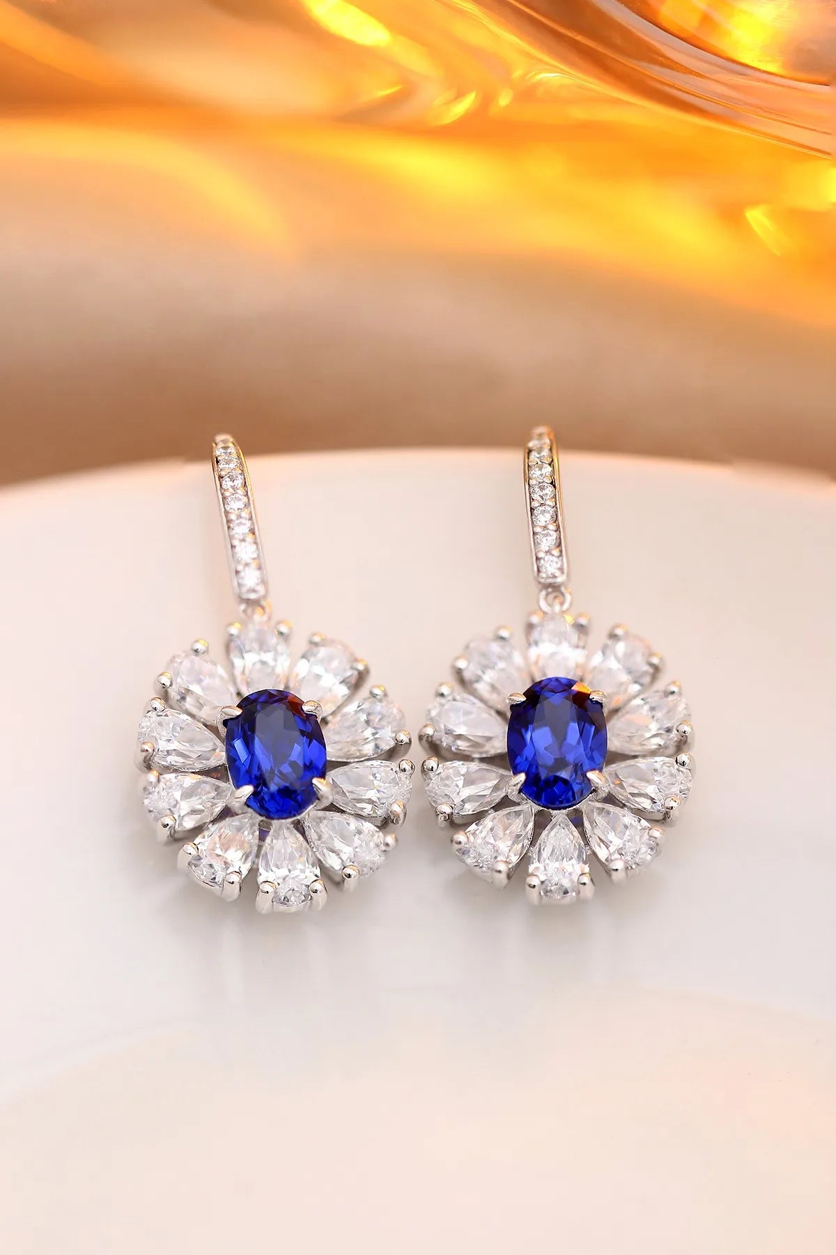 Gemfiori Anster High Quality S925 Lab Grown Sapphire Earring Stud Dainty Gemstone Stud Earrings for Women Daily Wear Gift