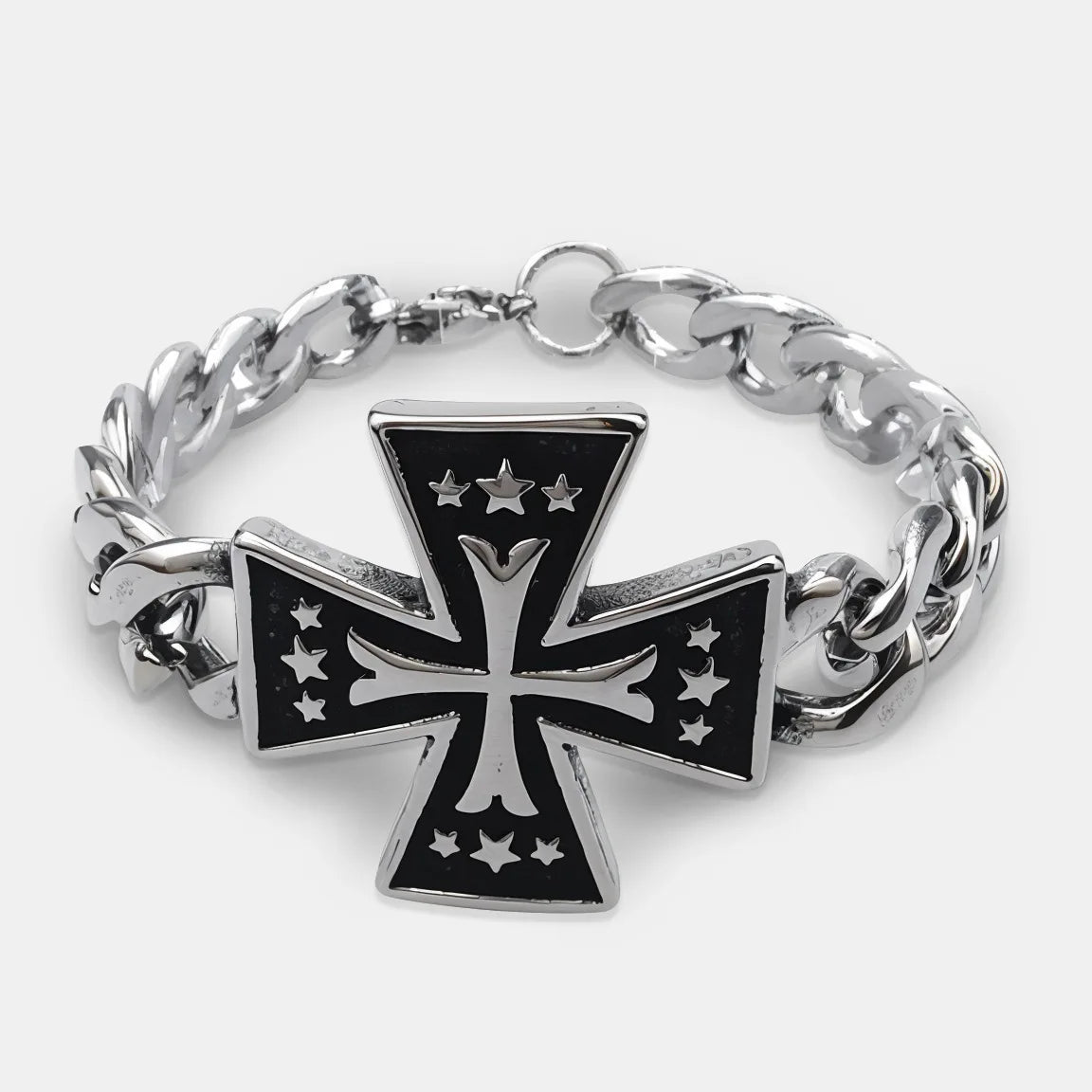 Vintage Men's Stainless Steel Bracelet Gothic Skull Celtic Knot Cross Cuban Chain Woven Braid Street Style Jewelry Gift