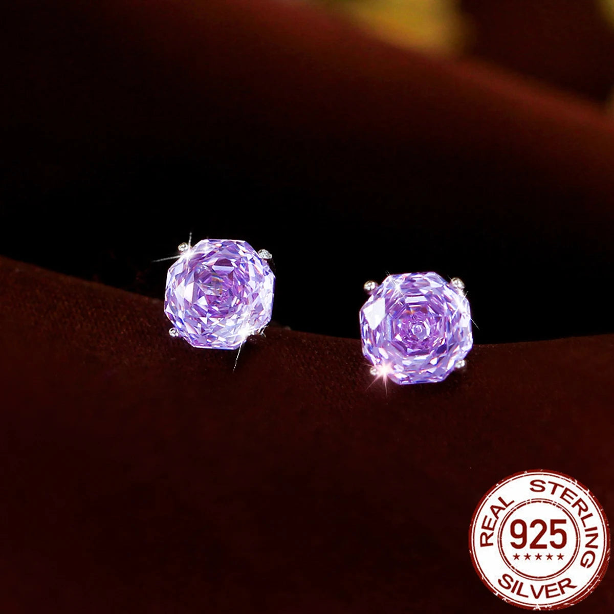 S&S 925 Silver Rhodium Plated Rose Flower Cut Zircon Stud Earrings – Collection